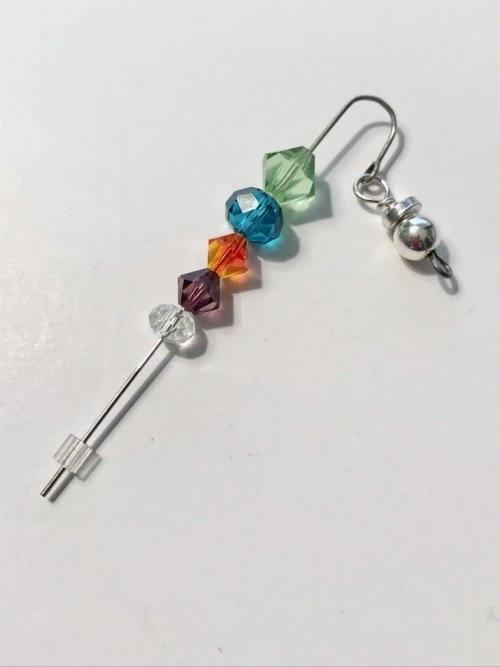 Nancy Chase's Ear Candy Ear Pin - , Contemporary Wire Jewelry, Loops, Wire Loop, Wrapped Wire Loop, Beads, ear candy ear pin